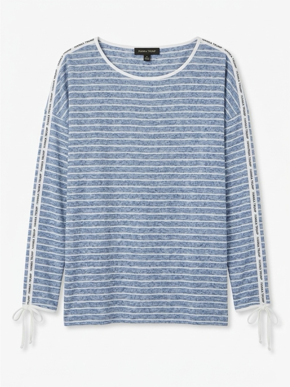 Ivanka Trump Blue & White Striped Crewneck Sweater